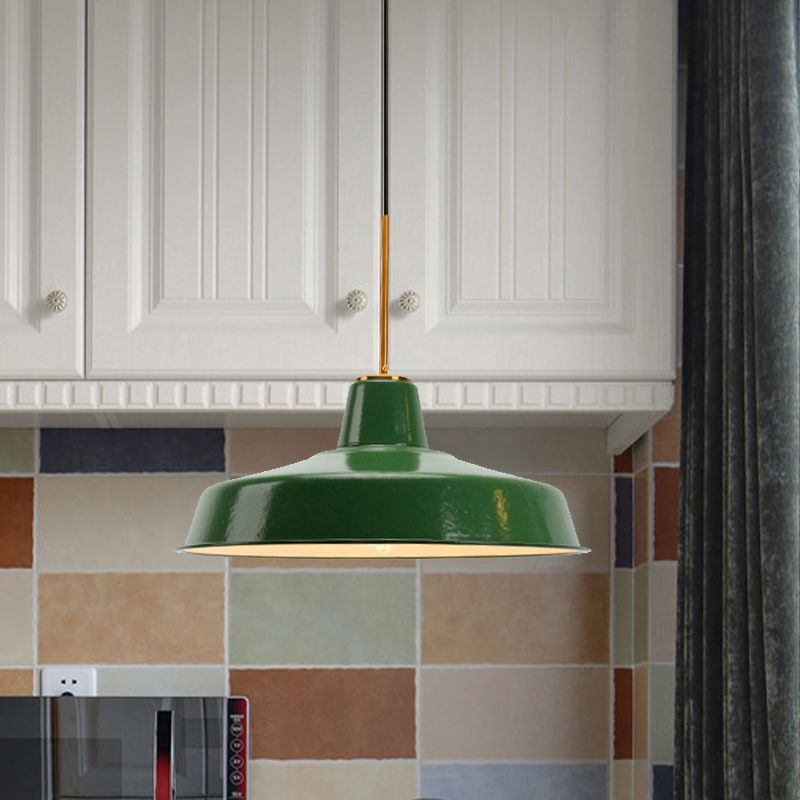 Cairns Vintage Metal Arched Pendant Light, Green - Lumpaz