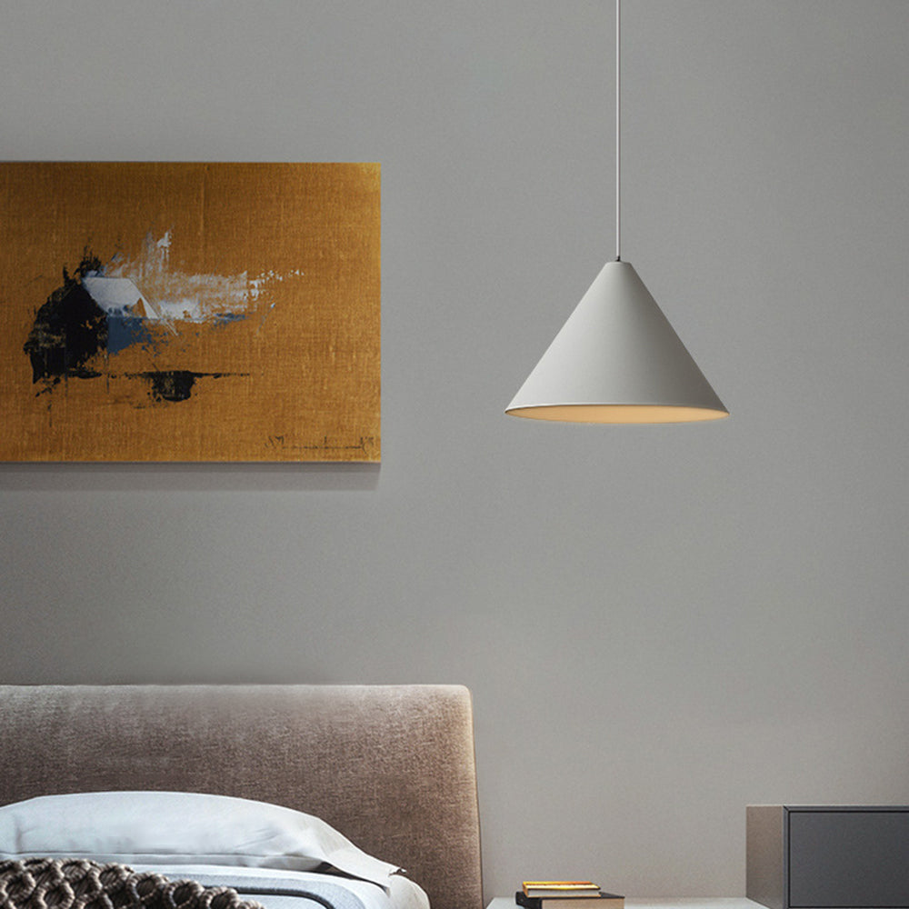 Carins Minimalist Cone Metal Pendant Light, Gray - Lumpaz