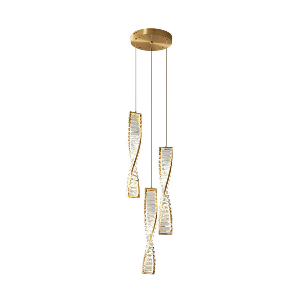 Marilyn Modern Spiral Strip Metal Pendant Light, Black/Gold - Lumpaz