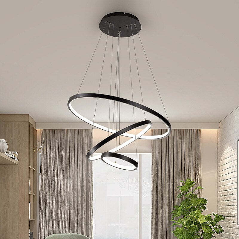 Arisha Pendant Light, Inner Ring Illuminated,  White/Black/Gold - Lumpaz