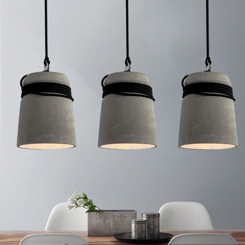 Zaid Industrial Pendant Light, Cement & Metal - Lumpaz