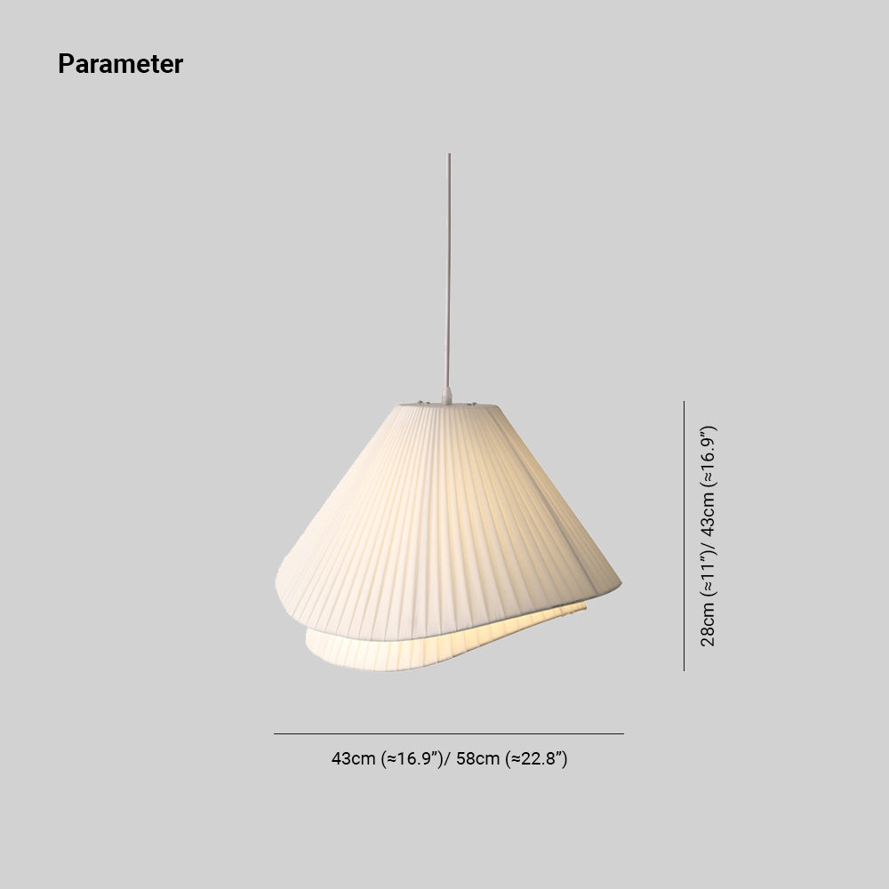 Renée Minimalist Double Overlap Fabric LED Pendant Light, White - Lumpaz