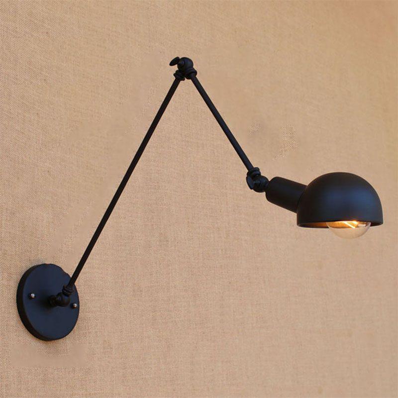 Brady Minimalist Adjustable Wall Lamp, Metal, Black, Bedroom - Lumpaz
