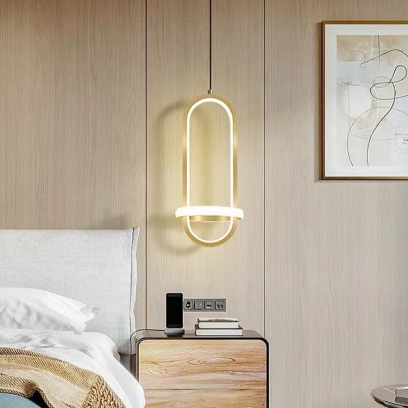 Nyla Modern Minimalist LED Ring Pendant Light, Black/Gold - Lumpaz