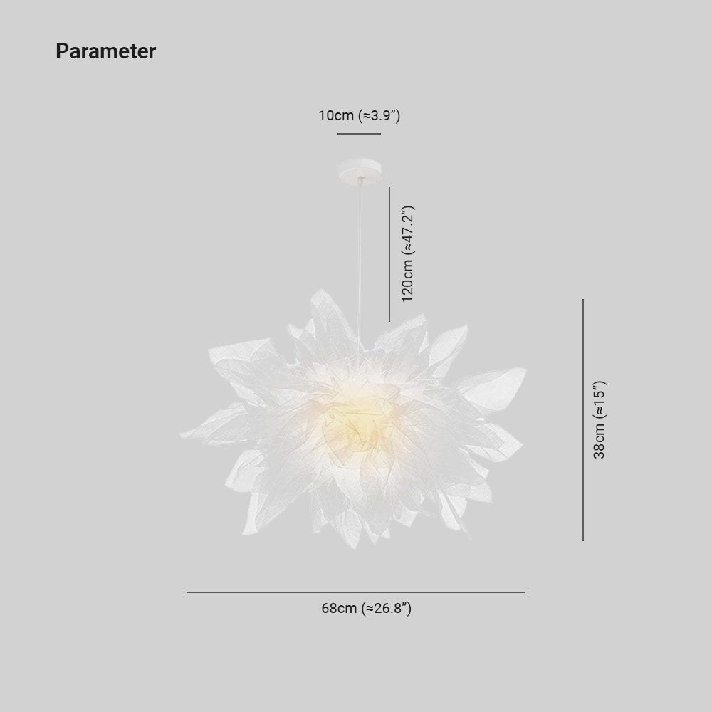 Bella Modern Flower Fabric Pendant Light, Bedroom, White - Lumpaz