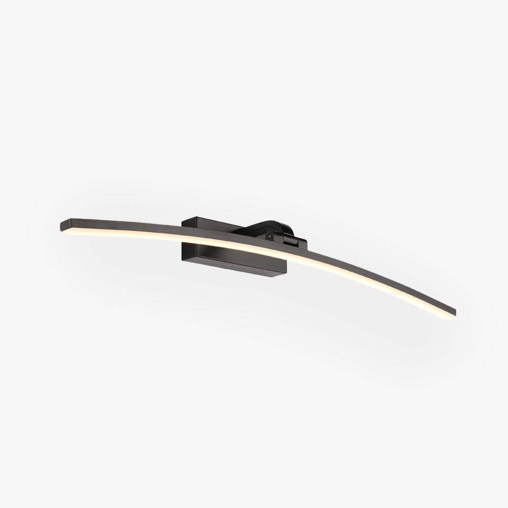 Edge Modern Curved Mirror Front Metal Wall Lamp, Black/White - Lumpaz
