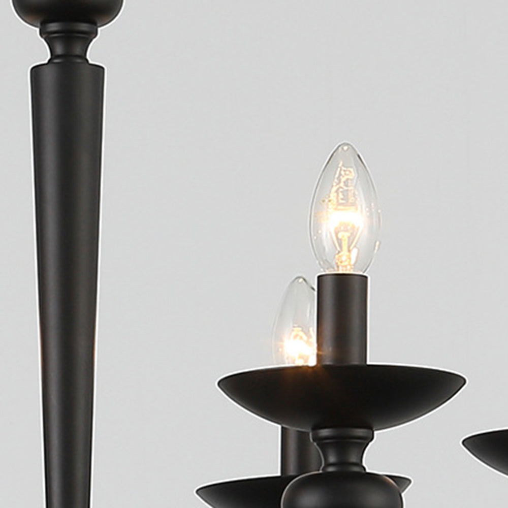 Alessio Retro Candle Wall Lamp/Black Chandelier for Living Room, Dining Room - Lumpaz