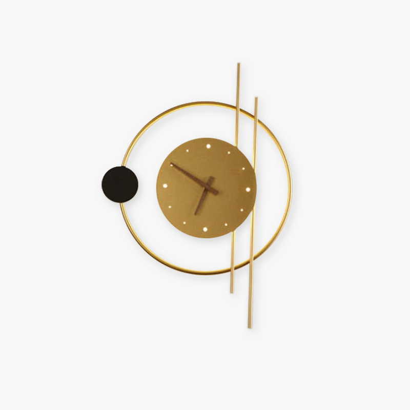 Nielsen Wall Lamp Clock, Black & Gold,  Iron & Acrylic - Lumpaz