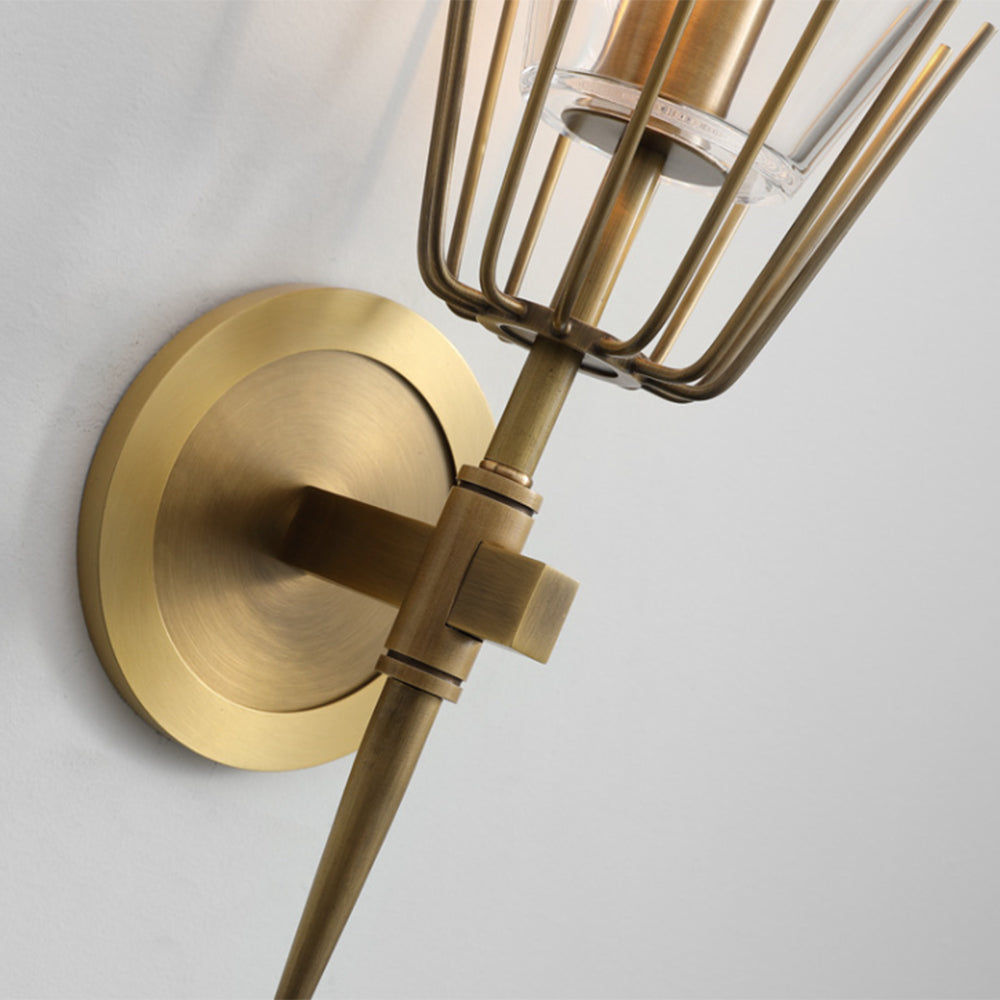 Blair Vintage Lantern Metal/Glass Wall Lamp, Gold - Lumpaz