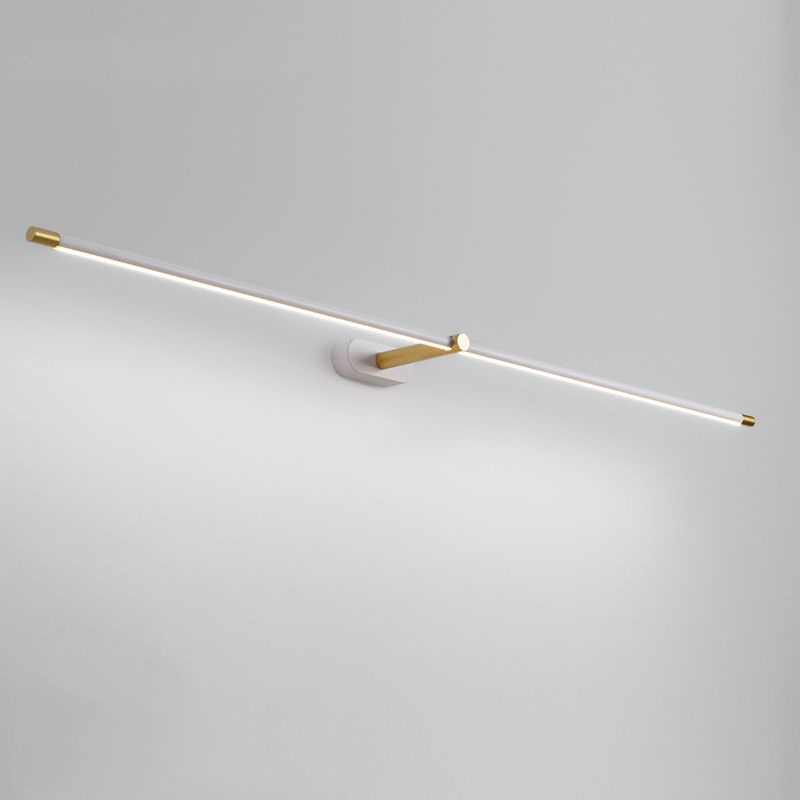Leigh Minimalist Linear Metal/Acrylic Wall Lamp, White/Black/Gold - Lumpaz