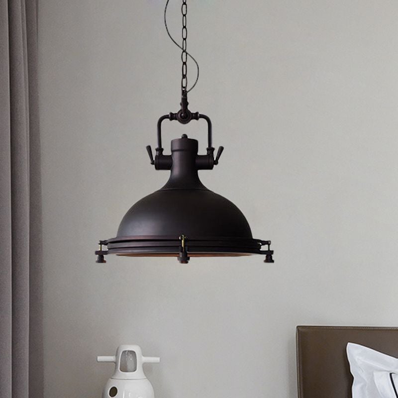 Alessio Rustic Retro Pot Black Metal Pendant Light, 2 Style - Lumpaz