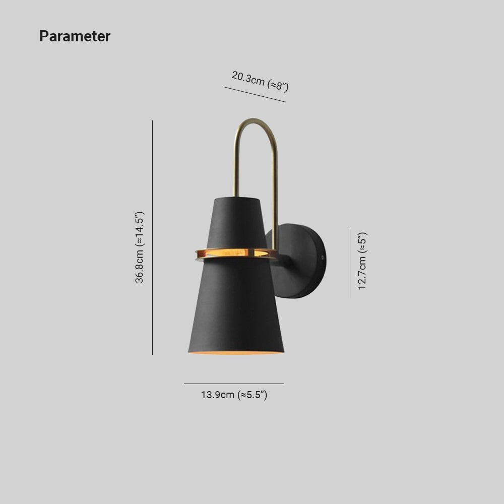 Morandi Modern Cone Metal Wall Lamp, Black/White/Blue - Lumpaz