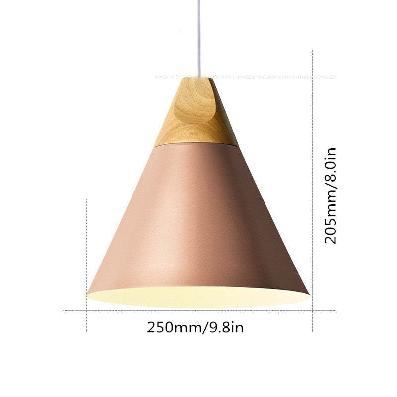 Morandi Multi-Shaped Wood And Metal Pendant Light, 6 Colors - Lumpaz