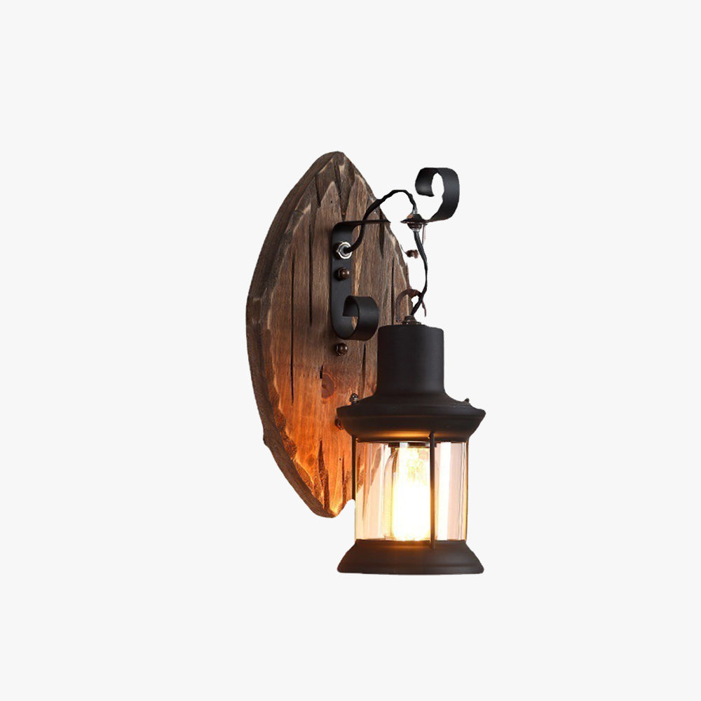 Austin Wall Lamp Leaf Shape Vintage, Wood/Metal, Bedroom - Lumpaz
