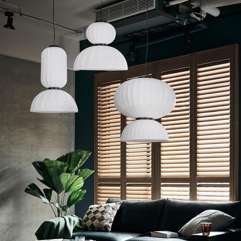Renée Modern Artificial Silk Pendant Light, White, 3 Style - Lumpaz