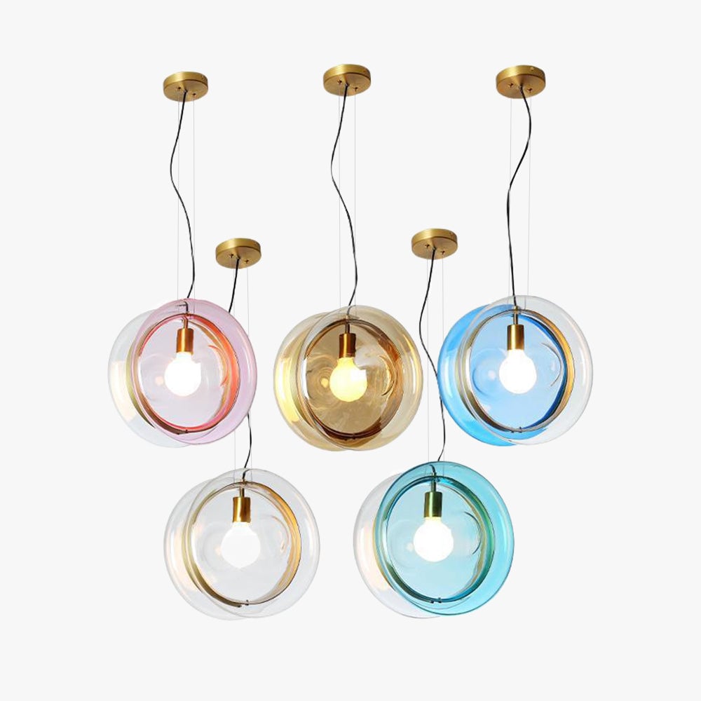 Hailie Art Round Glass Pendant Light, Metal&Glass, 6 Color - Lumpaz