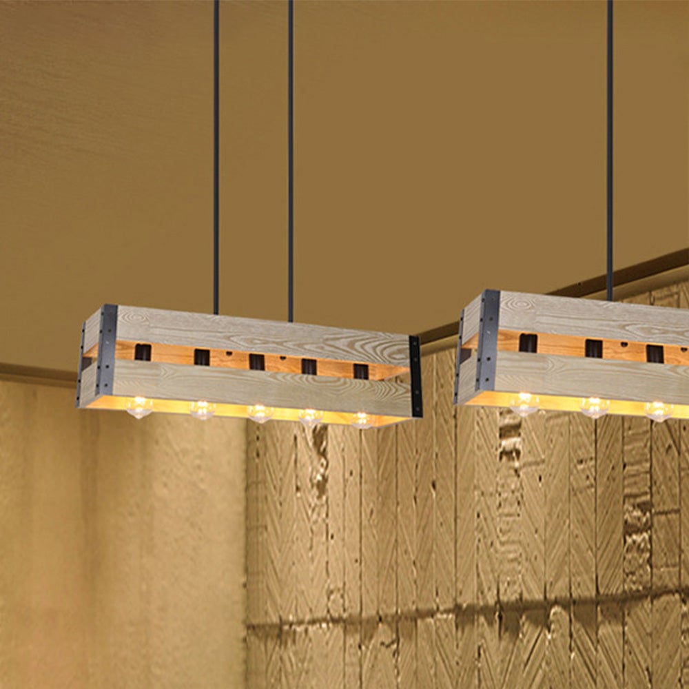 Alessio Retro LED Metal/Wood Pendant Light Living Room/Bedroom - Lumpaz