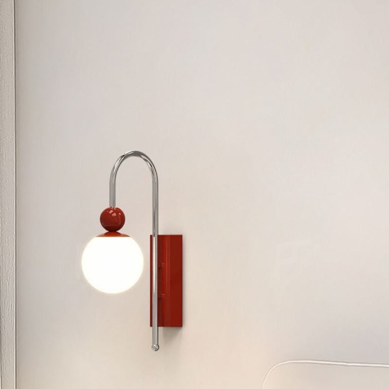 Morandi Modern LED Wall Lamps Red/Coffee Metal/Glass Bedroom - Lumpaz