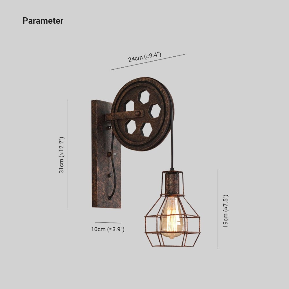 Alessio Wall Lamp Retro, Metal, Rust/Bronze/Black, Bedroom - Lumpaz