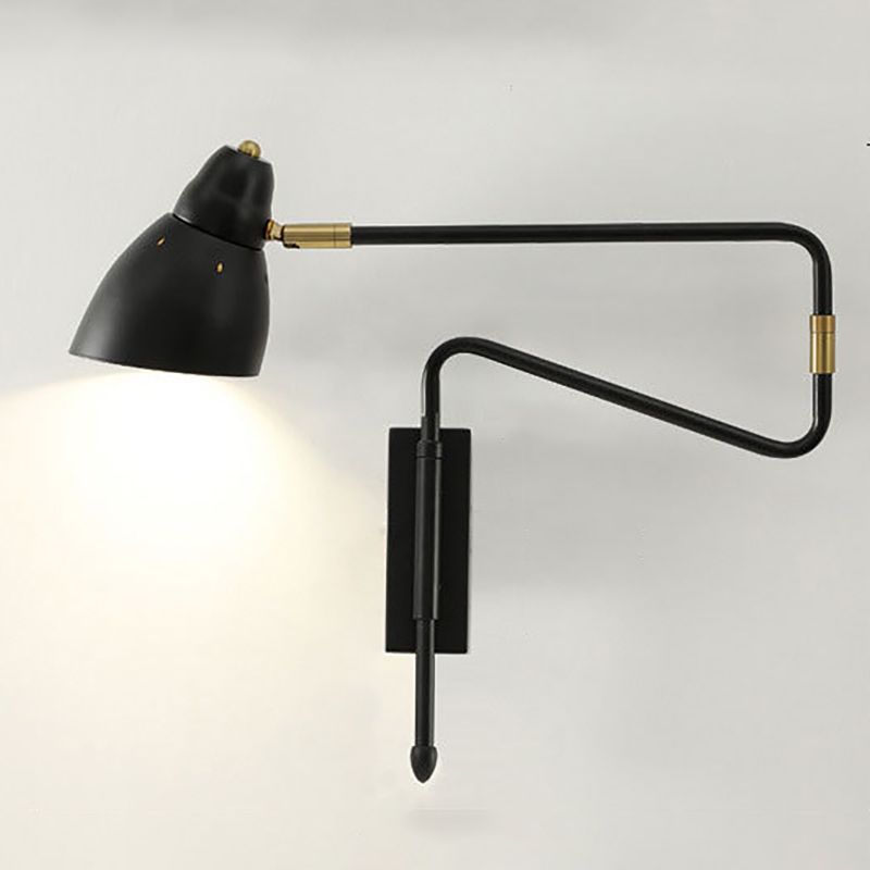 Freja Wall Lamp Modern, Metal Adjustable, Black/Gold, Study - Lumpaz