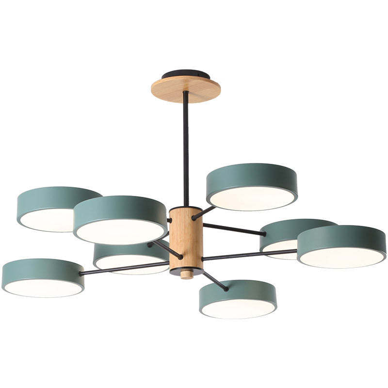 Sienna Art Deco Pendant Light, White/Green/Gray, Metal/Wood - Lumpaz