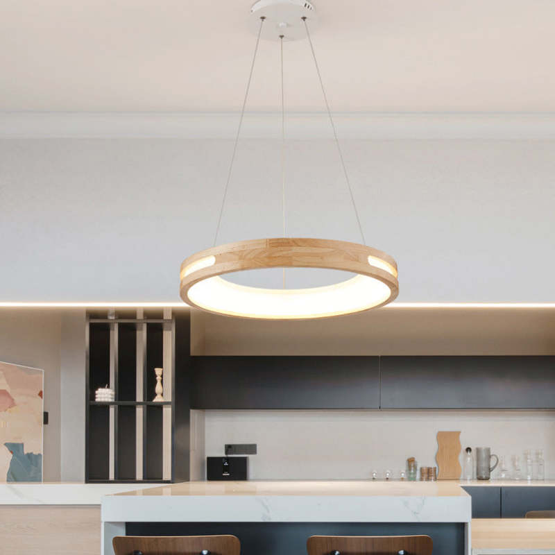 Ozawa Modern Ring Wood Pendant Light - Lumpaz