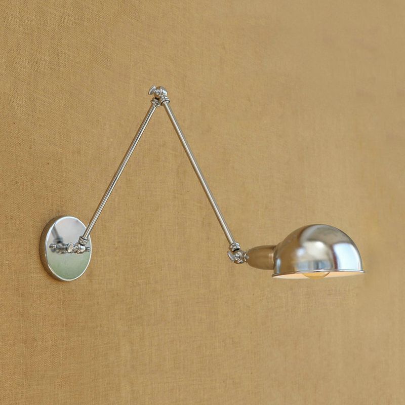 Brady Wall Lamp Dome Minimalist, Adjustable Metal, Silver, Bedroom - Lumpaz