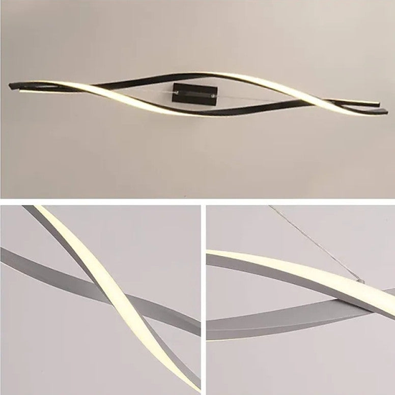 Modern Minimalist Nordic Cross-Curved Metal Pendant Light, Black/Gray - Lumpaz