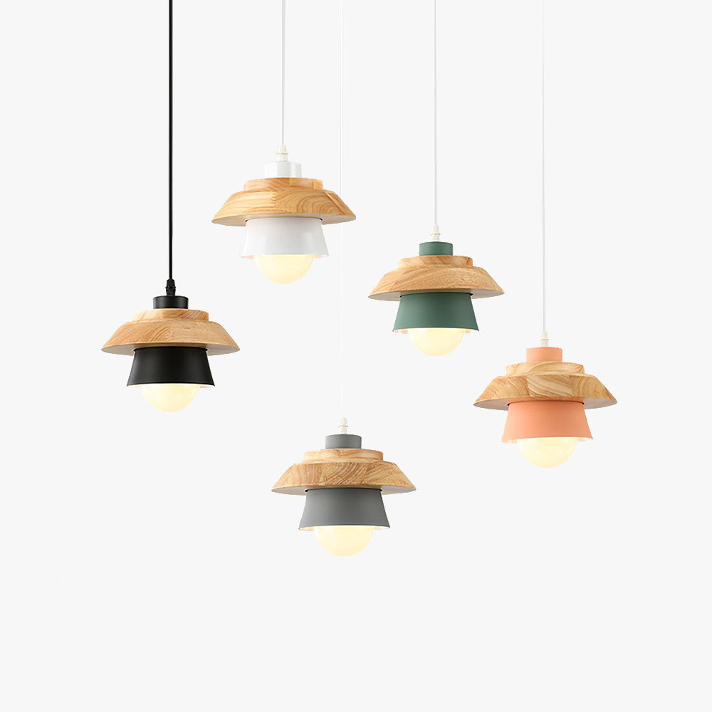 Zaid Modern Glass/Wood Pendant Light, Multi Color - Lumpaz