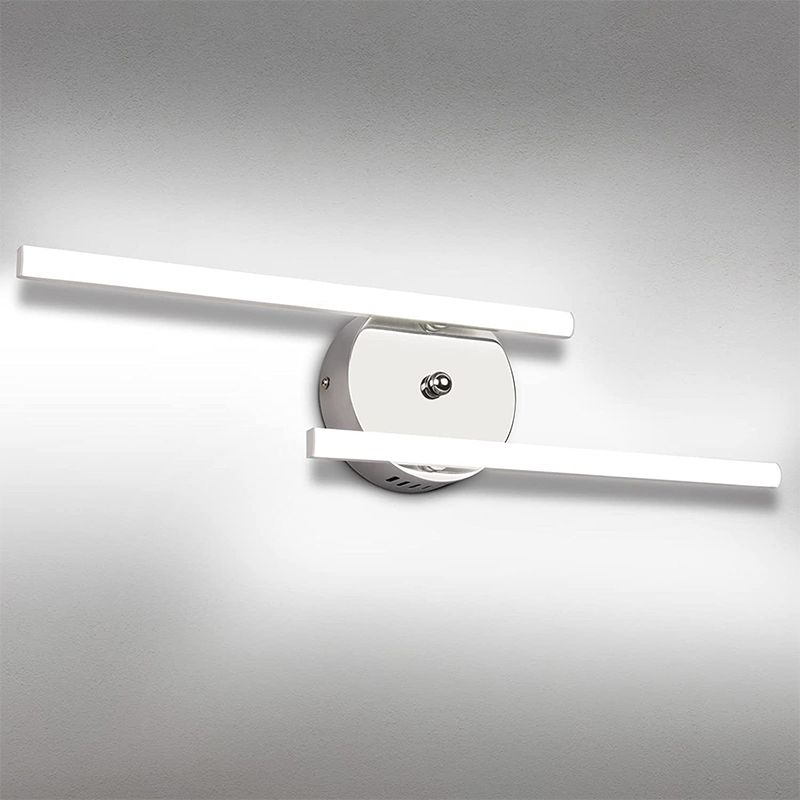Alana Modern Bi-Linear LED Vanity Wall Lamp, Black/Silver - Lumpaz