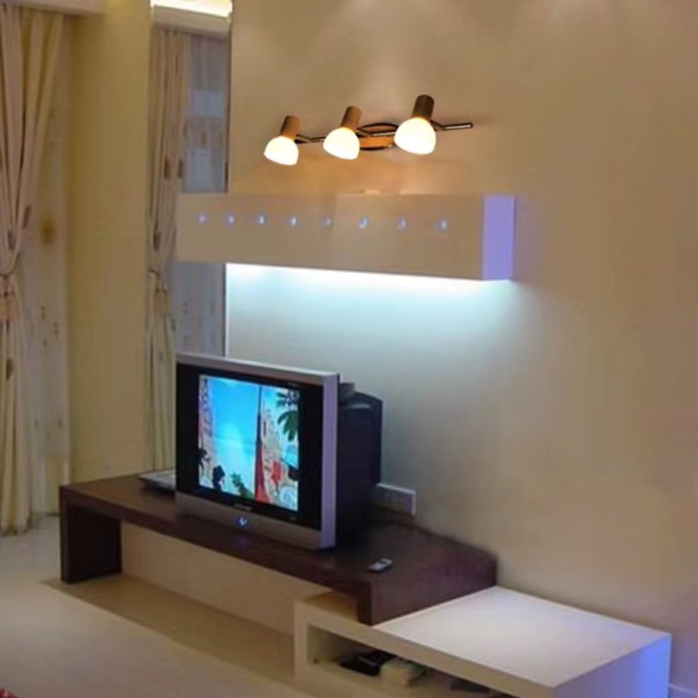 Ozawa Multi Dome Mirror Front Wooden Vanity Wall Lamp, Log Color - Lumpaz