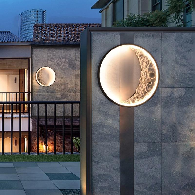 Elif Outdoor Wall Lamp Moon Modern, Led, Black, Courtyard - Lumpaz