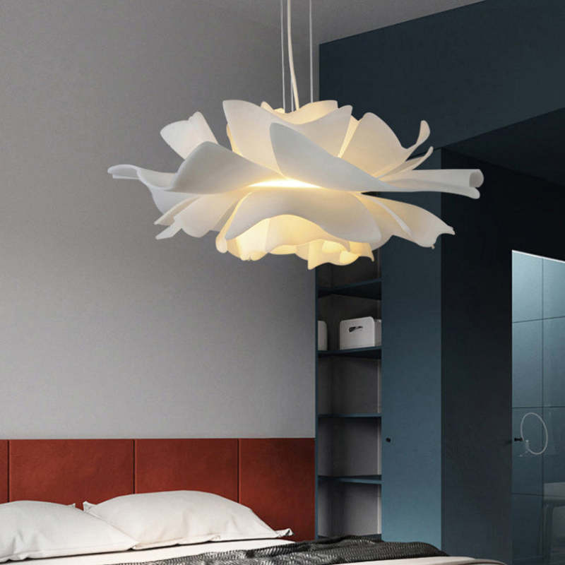 Bella Elegant Flower Pendant Light White Metal/Acrylic Living Room - Lumpaz