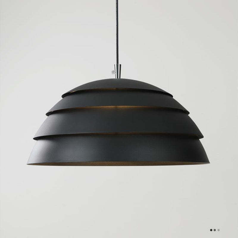 Nazifa Design Semi-Globe Metal Pendant Light, Black/White - Lumpaz