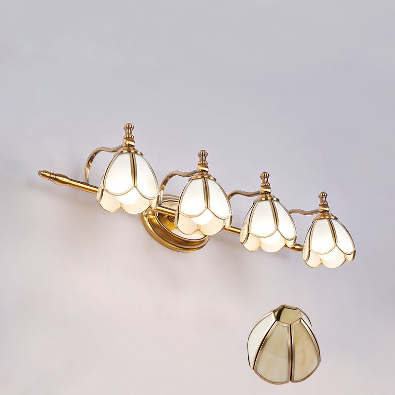 Félicie Vintage Flower Glass Wall Lamp, White/Yellow, Living Room - Lumpaz