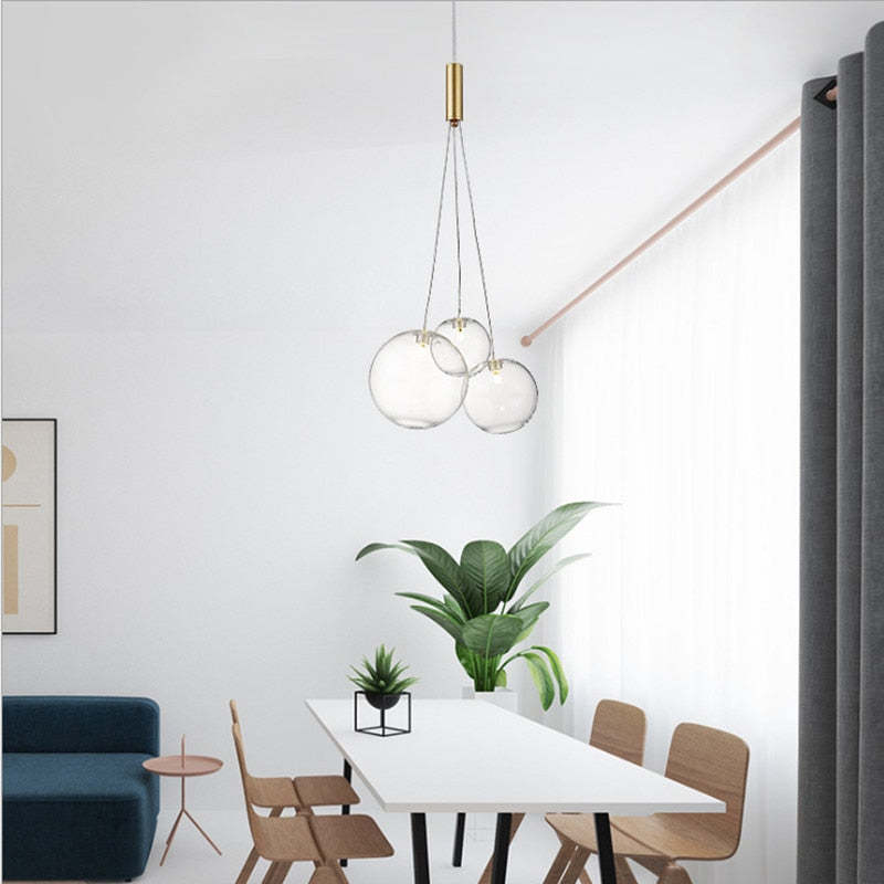 Valentina Glass Globe Bubble Pendant Light LED, 3/5/9/15 Heads - Lumpaz