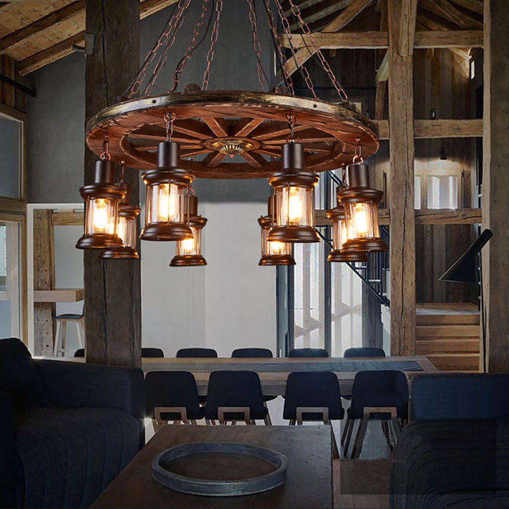 Austin Vintage Rudder Metal/Wood Pendant Light, Walnut - Lumpaz