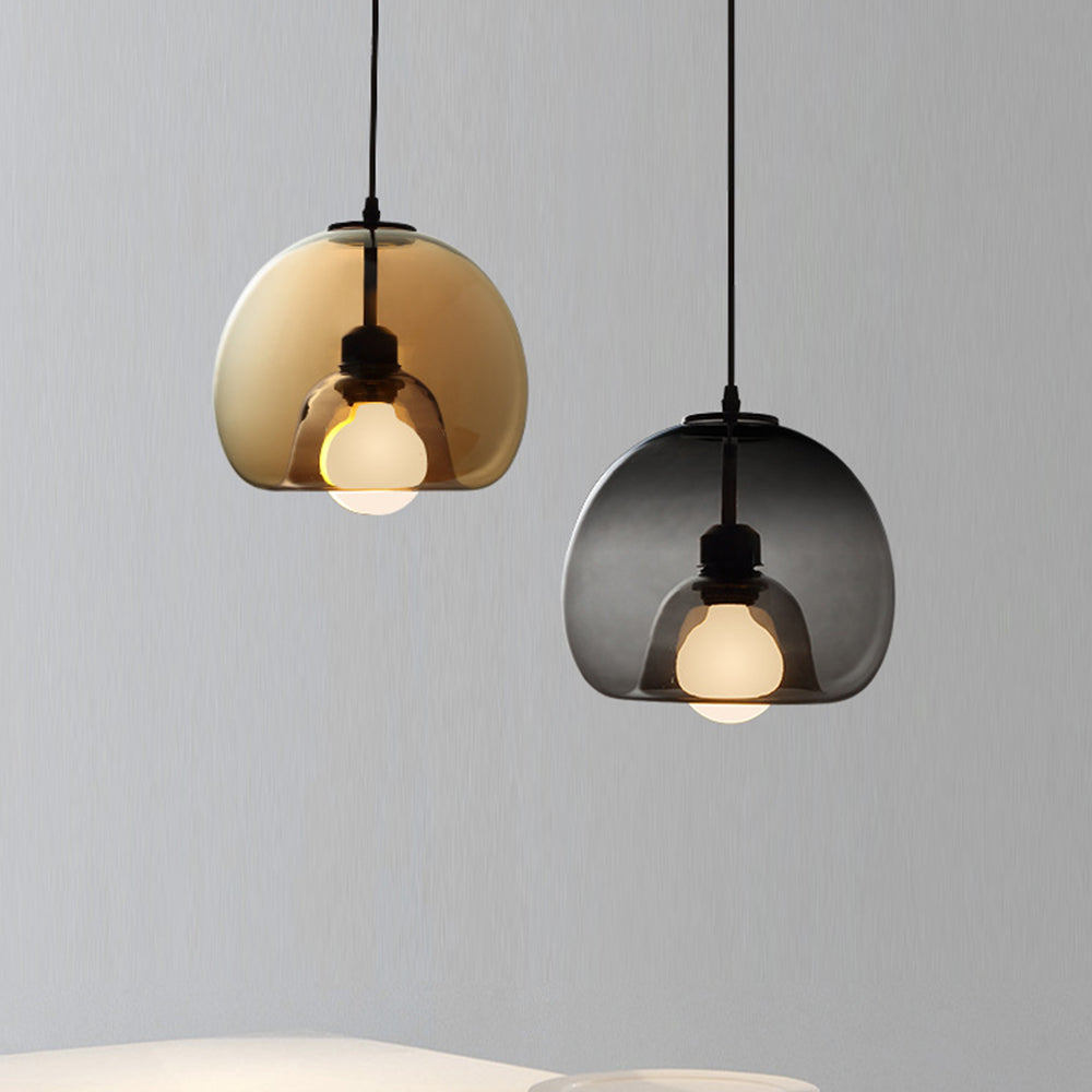 Hailie Modern Globe Glass Pendant Light, Amber/Smoky Gray - Lumpaz