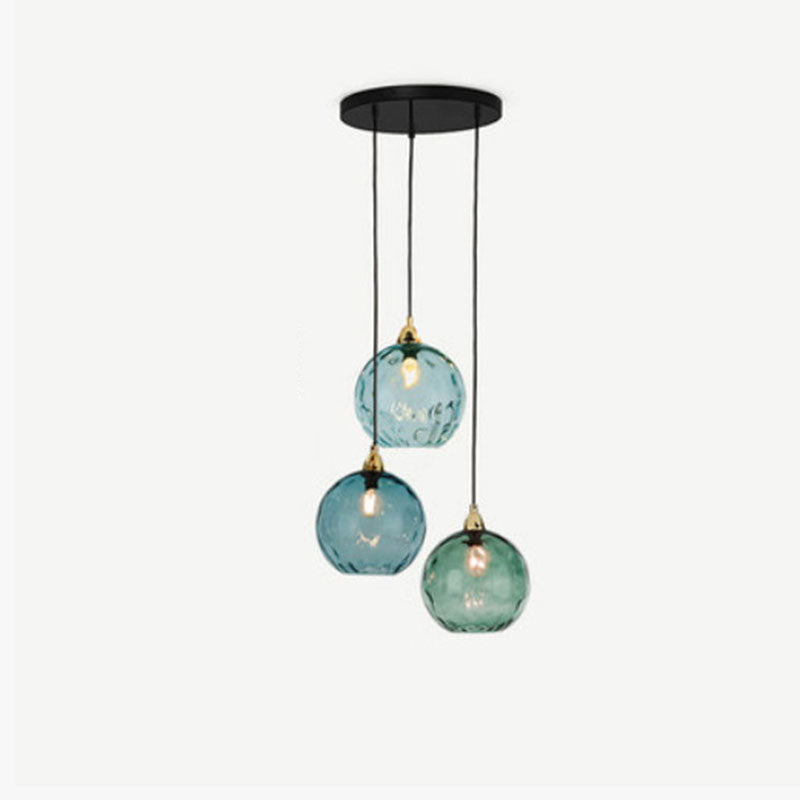 Hailie Colorful Glass Ball Pendant Lights Water Ripple - Lumpaz