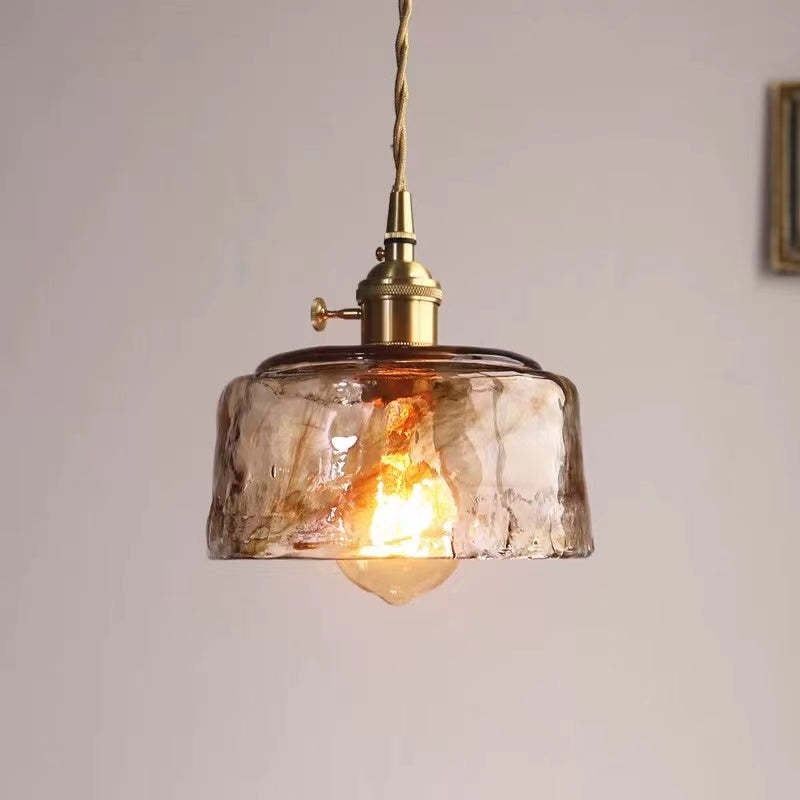 Levy Vintage Style Industrial Pendant Light Retro Metal Glass Brass - Lumpaz