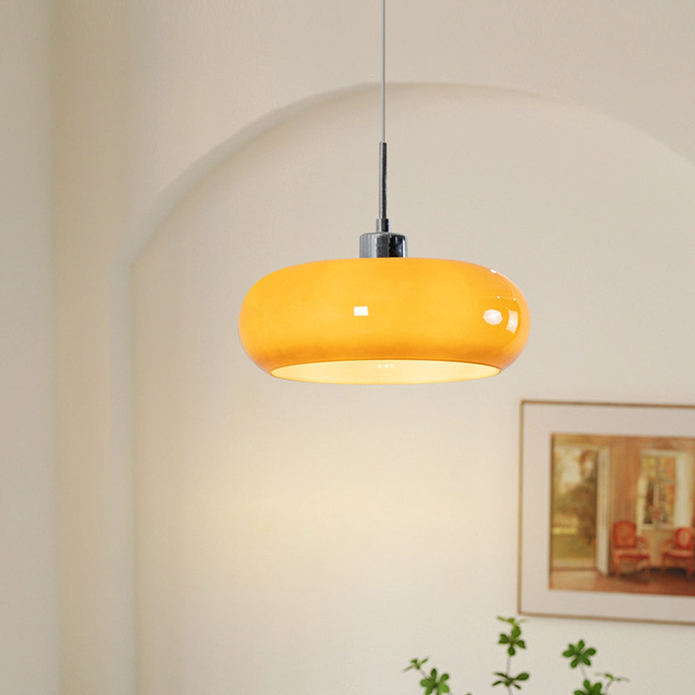 Hailie Bread Shape Glass Pendant Light Retro Orange/White - Lumpaz