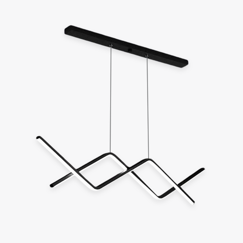 Pendant Light Linear/Double Curve Modern, Metal, Black/Gold, Living Room - Lumpaz
