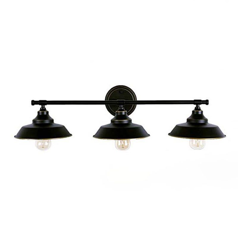 Alessio Retro Bowl-shaped Cast Metal Wall Lamp, Black - Lumpaz