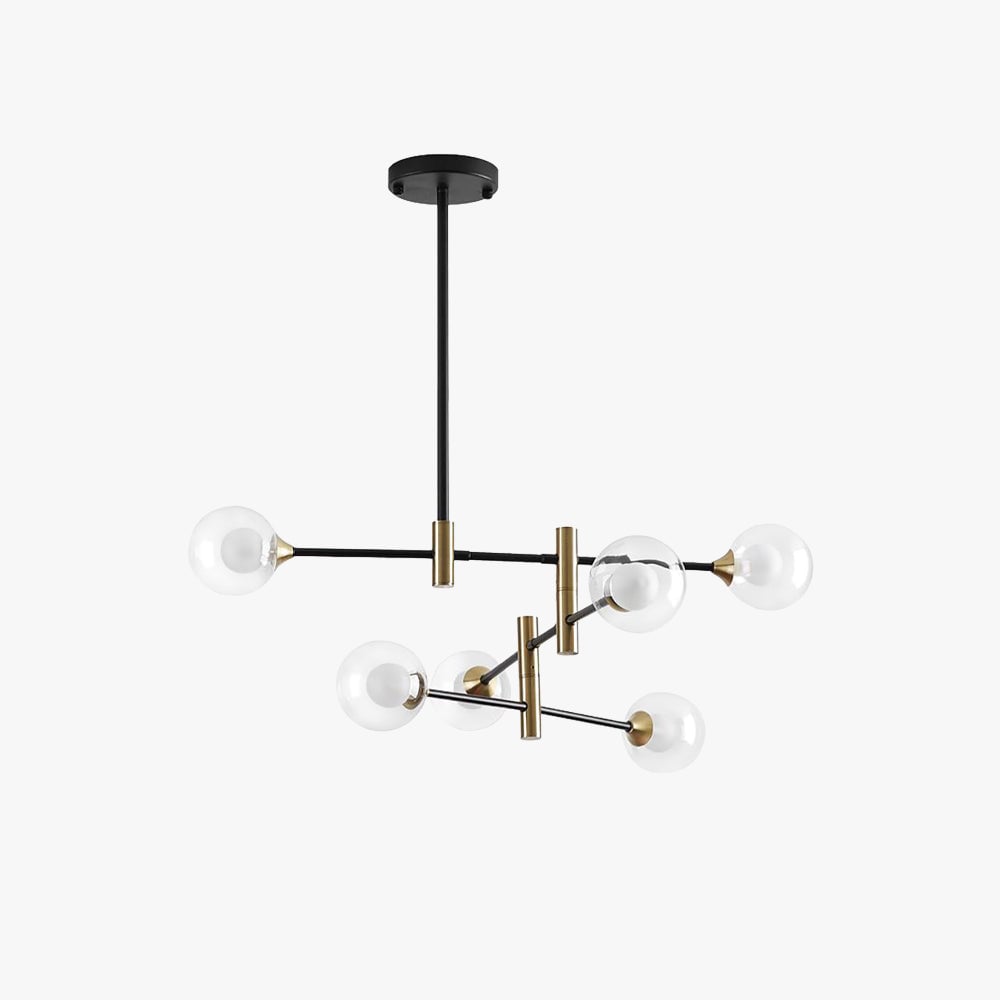 Valentina Nordic Spherical Bubble Metal/Glass Chandelier, Black/Gold - Lumpaz