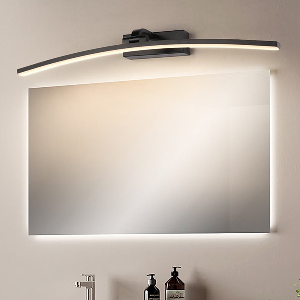 Edge Modern Curved Mirror Front Metal Wall Lamp, Black/White - Lumpaz