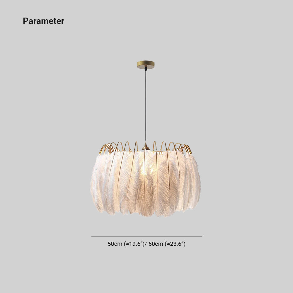 O'Moore Elegant Feather Pendant Light, Black/White, Bedroom/Living Room - Lumpaz