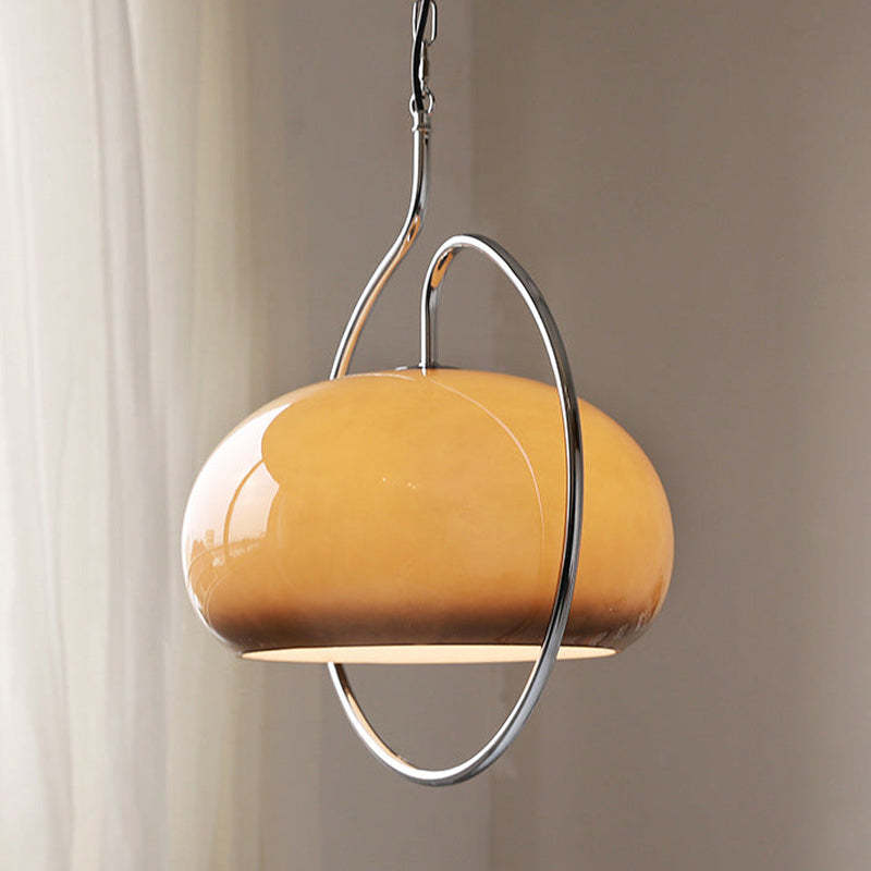 Hailie Retro Glass Pendant Light, Brown/White - Lumpaz