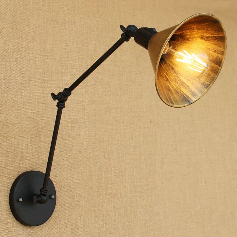 Brady Vintage Gold Adjustable Wall Lamp, Metal, Living Room - Lumpaz