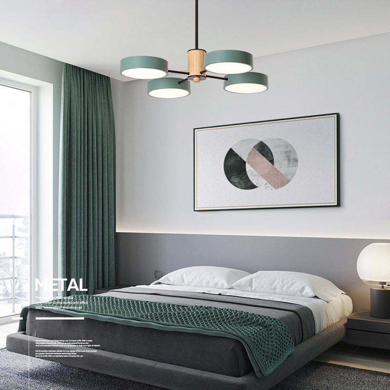 Sienna Art Deco Pendant Light, White/Green/Gray, Metal/Wood - Lumpaz