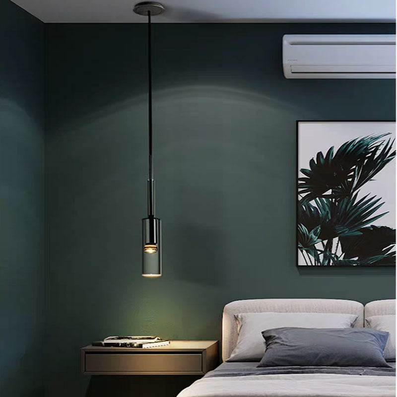 Sanna Modern Glass/Metal Pendant light/Wall Lamp, Black - Lumpaz